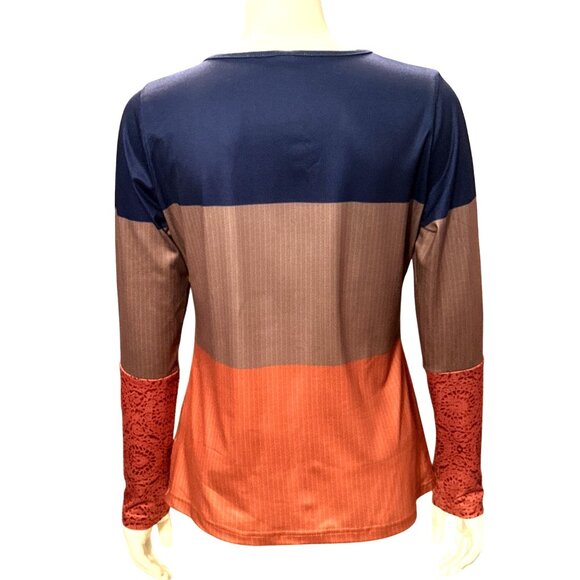 CCC Colorblock Long Sleeve Athletic Knit Top Soft Lightweight Stretch Sleeves Sm - Picture 3 of 8